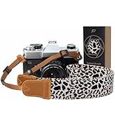 Padwa Lifestyle Camera Strap - 1.5" Crazy Horse Cowhide Head Cotton Strap,Vintage Embroidery Came...