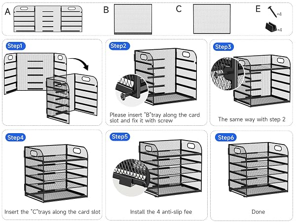 Office Desktop Paper Holder Paper Letter Tray Organizer with Handles Storage Organization Supplies