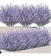 Besteek 20 Bundles Fake Flowers Artificial Lavender Faux Plastic Plants Purple Flowers for Home W...