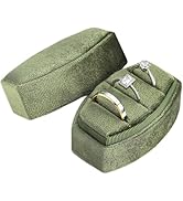 WantGor Velvet Ring Box, 3 Slots Jewelry Ring Gift Boxs Three Rings Holder Box Vintage Ring Displ...
