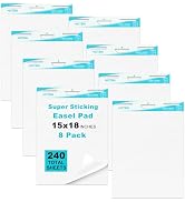 HCTBN Sticky Mini Easel Pad, 8 Pads, 15 in x 18 in, 30 Sheets/Pad, Self Stick Flip Chart Paper, S...