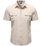 JEMITOP Mens 4-Way Stretch Lightweight Outdoor Shirt Meshed Back-Vent Short Sleeve Button Down Sh...