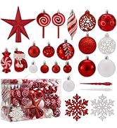 Shatterproof Christmas Ball Ornaments Set, 130 Pack Christmas Tree Decorations, Assorted Hanging ...