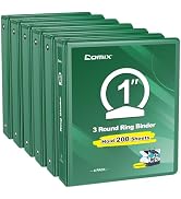 COMIX 3 Ring Binder 1 inch with Clear View Cover, 1" View Binder Holds 200 Sheets of US Letter Si...