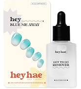 Heyhae Essentials Bundle - Semi Cured Gel Nail Strips (Hey, Blue Me Away) + Got To Go Remover [2 ...