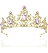 AHONEY Purple Gem Gold Tiara and Crown for Women, Crystal Mermaid Crown Rhinestone Princess Tiara...
