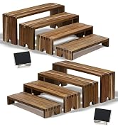 HBlife 2 Set Widened Acacia Wood Display Risers for Vendor Events, Stackable Modular Cupcake Stan...