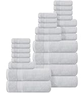 BOUTIQUO 24 Pack Cotton Towel Set, Contains 6 Bath Towels 27x54 inch, 6 Hand Towels 16x24 inch & ...
