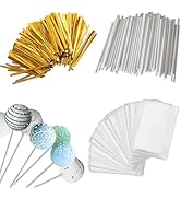 Eiahonen 300 PCS Cake Pop Sticks and Wrappers Kit Including 100ct 6-inch Cake Pop Paper Lollipop ...