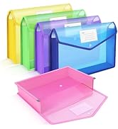 Expanding File Folder 5PCS, 2-Inch Expansion, Plastic Envelopes for Documents, No Dividers, Folde...