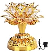OUKENS Lotus Flower Lamp, LED Buddhist Altar Light with US Plug, Vintage Golden Buddha Night Ligh...
