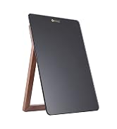 Desktop Black Glass Dry Erase Whiteboard with Reversable Wood Stand, Small Portable White Board E...