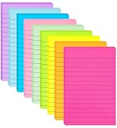 (9 Pack) Lined Sticky Notes 4x6 in Post Sticky Notes with Lines, 9 Bright Colors Large Ruled Post...