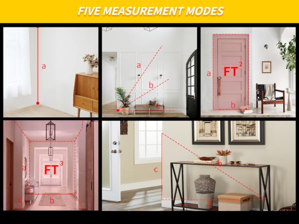 Laser measurement tool with multiple functions for construction and home use.