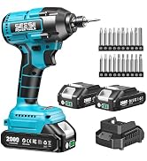 SEESII Cordless Impact Driver Kit, 21V Max Torque 1590 In-lbs(180 N.m) Impact Driver Set with Two...