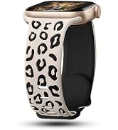 CreateGreat Two-Tone Leopard Engraved Bands Compatible with Apple Watch Band 41mm 40mm 38mm 45mm ...
