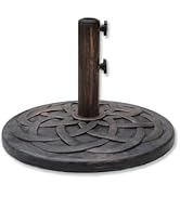 Helios&Hestia 26 lb Heavy Duty Round Plastic Built-in Cement Outdoor Umbrella Base, Concrete Weig...