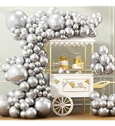APLANET 150pcs Silver Balloons Different Sizes 18 12 10 5 Inch, Latex Balloons for Silver Themed ...