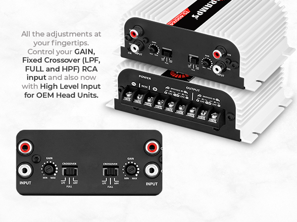 Taramps TS 400x4 amplifier top view compact design 2 ohm stable 4 channel