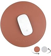 YXLILI Mouse Pad, Double-Sided Mouse Pads Small Round PU Leather Mouse Mat with Stitched Edge Wat...