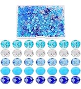 PH PandaHall 500pcs Blue Crystal Beads, 6mm Blue Sea Faceted Glass Bead 5 Colors Rondelle Loose B...