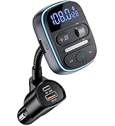 LENCENT Bluetooth FM Transmitter PD 30W, Bluetooth Car Adapter with QC3.0 Fast Charger, Hi-Fi Bas...