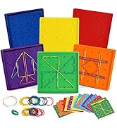 6 Pack Double-Sided Geoboard Mathematical Manipulative Material Array Block Geo Board, Educationa...