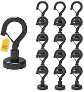 Ant Mag Black Magnetic Hooks Heavy Duty with Snap 22lbs Strong Magnet Hooks Great Hanging for Ref...