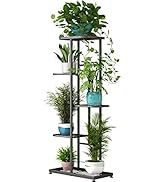 LINZINAR Plant Stand Indoor Outdoor Metal 5 Tier 6 Potted Multiple Flower Pot Holder Shelf Plante...