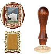 YOLAKIS Frame Wax Seal Stamp with Wood Handle,3D Embossed Photo Sealing Stamp Elegant Relief Carv...