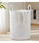 YOUDENOVA Woven Rope Laundry Hamper Basket, 58L Tall Luandry Basket, Baby Nursery Hamper for Blan...