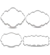 LILIAO Plaque Cookie Cutter Set Frame Fondant Biscuit Cutters for Wedding - 4 Piece - Stainless S...