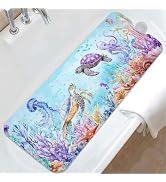 Ocean Animals Bathtub Mat Non Slip, Sea Turtle Baby Bath Mat for Tub Rubber Tub Mat, Cute Toddler...