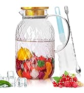 Glass Pitcher, Water Pitcher with Lid,Carafes & Pitchers, Iced Tea Pitcher,Water Carafe with Hand...