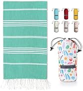 BAY LAUREL Turkish Beach Towel with Travel Bag 39 x 71 Quick Dry Sand Free Lightweight Large Over...