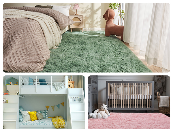 OPPODREAM Fluffy Area Rugs for Girls and Boys, Shaggy Rug for Bedroom, Fuzzy Carpet for Living Room
