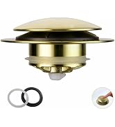 Brushed Gold Bath Tub Drain Stoppers,Wellup Universal Pop Up Bathtub Drain Stopper Replacement Ti...