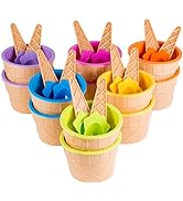 Ice Cream Cups with Spoons / Large Plastic Dish with Spoon / Dessert Sundae Frozen Yogurt Bowls I...