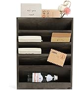 Vintage Rustic Wooden 5 Slot Office Desk or Distressed Torched Wood Wall Mounted Hanging Document...