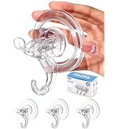 (3 Pack) Suction Cup Hooks for Shower, Bathroom, Glass, Door, Windows, Kitchen etc, Max Hanging u...