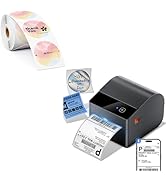 A64M Bluetooth Shipping Label Printer with 2x2 Pink Round Thermal Labels 750pcs