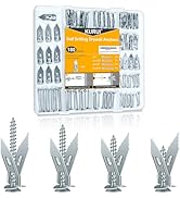 KURUI 180Pcs Self Drilling Drywall Anchors, Metal Heavy Duty Dry Wall Anchors and Screws Kit, Sil...