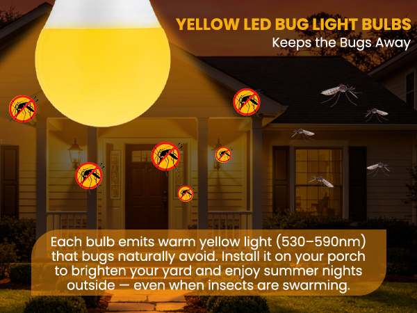 yellow bug light bulbs outdoor led Yellow Amber Bug Lights for Outside Porch bug repellent light
