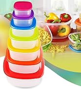 ARSUK Food Containers Storage Lunch Boxes for Cereal Pasta Reusable Stackable - BPA Free Microwav...