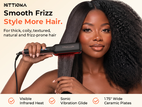 HITTIONA 1.75 inch wide ceramic flat iron hair straightener for women