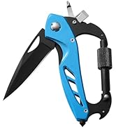 Multitool Carabiner with Pocket Knife, Stocking Stuffers Gifts for Men,6-in-1 Multi Tools with Wi...