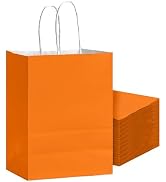 Bakepacker 24Pcs Paper Gift Bag with Handles Bulk Vibrant Orange Paper Bags Multiple Uses (8.3"x6...