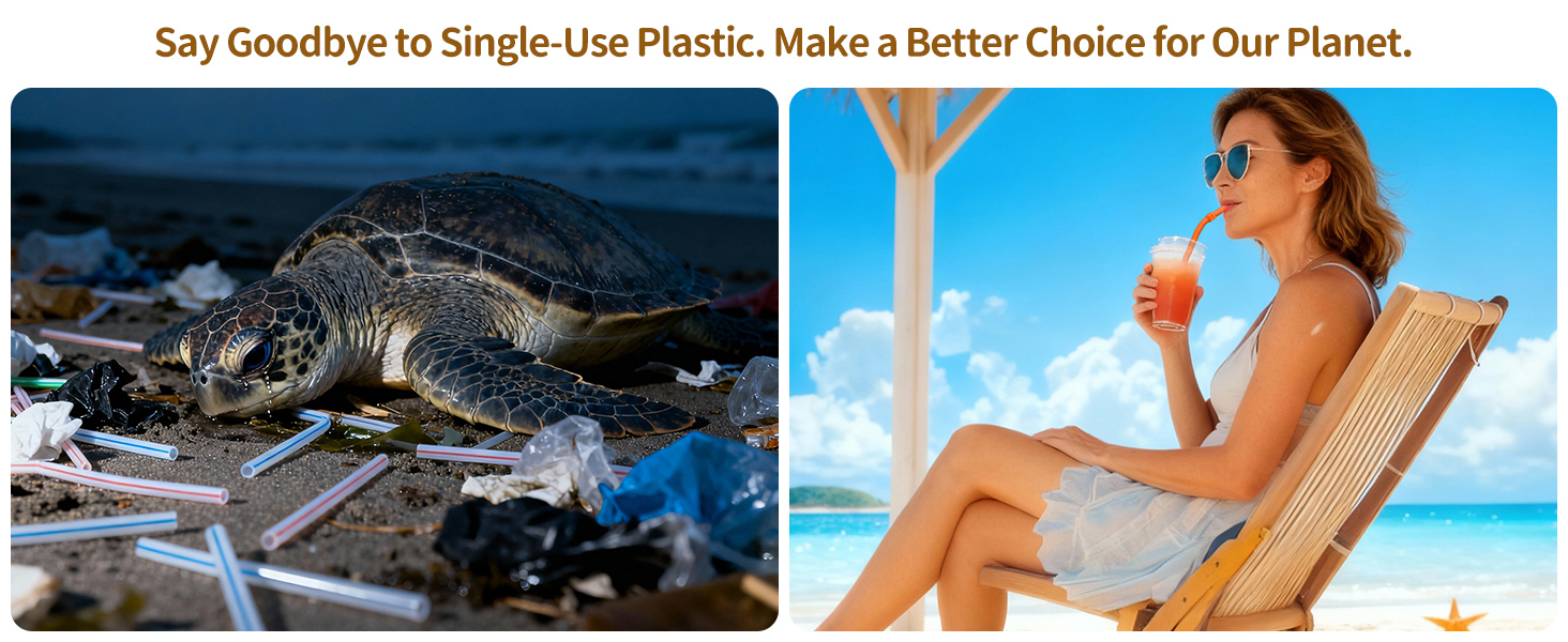 Eco-friendly reusable straws are a sustainable choice to prevent plastic pollution and save turtles.