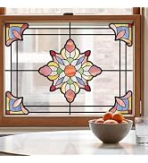 ADD.HERES Window Stickers, ?Stained Glass Window Privacy Film, UV Blocking Static Cling for Home ...
