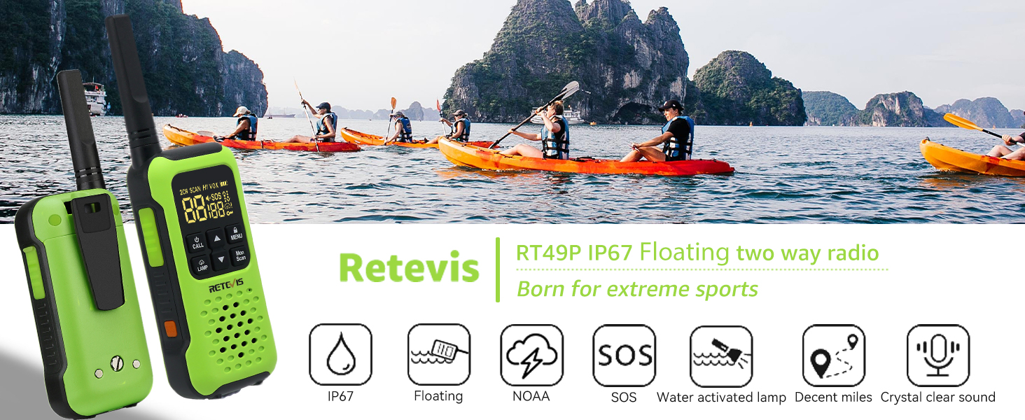 RT49P IP67 waterproof walkie talkies for adults long range 2 way radio floating for family frs